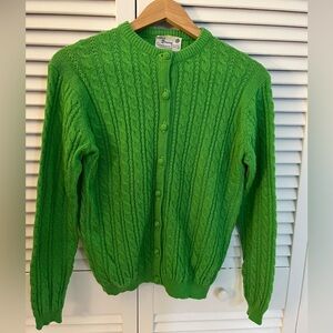 Designed By Deans Of Scotland Cable Knit Cardigan Sweater M Acrylic Vintage 80s